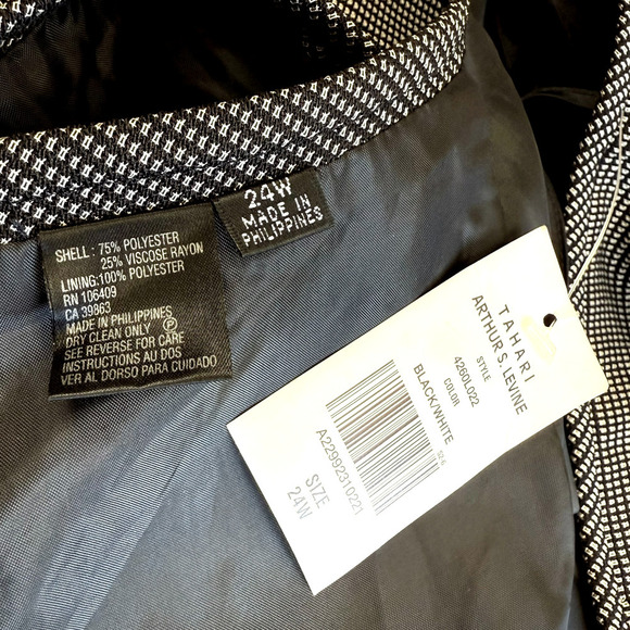 Tahari Arthur S Levine Casual Pencil Skirt Houndstooth Plus Size 24W Black White - Picture 14 of 14